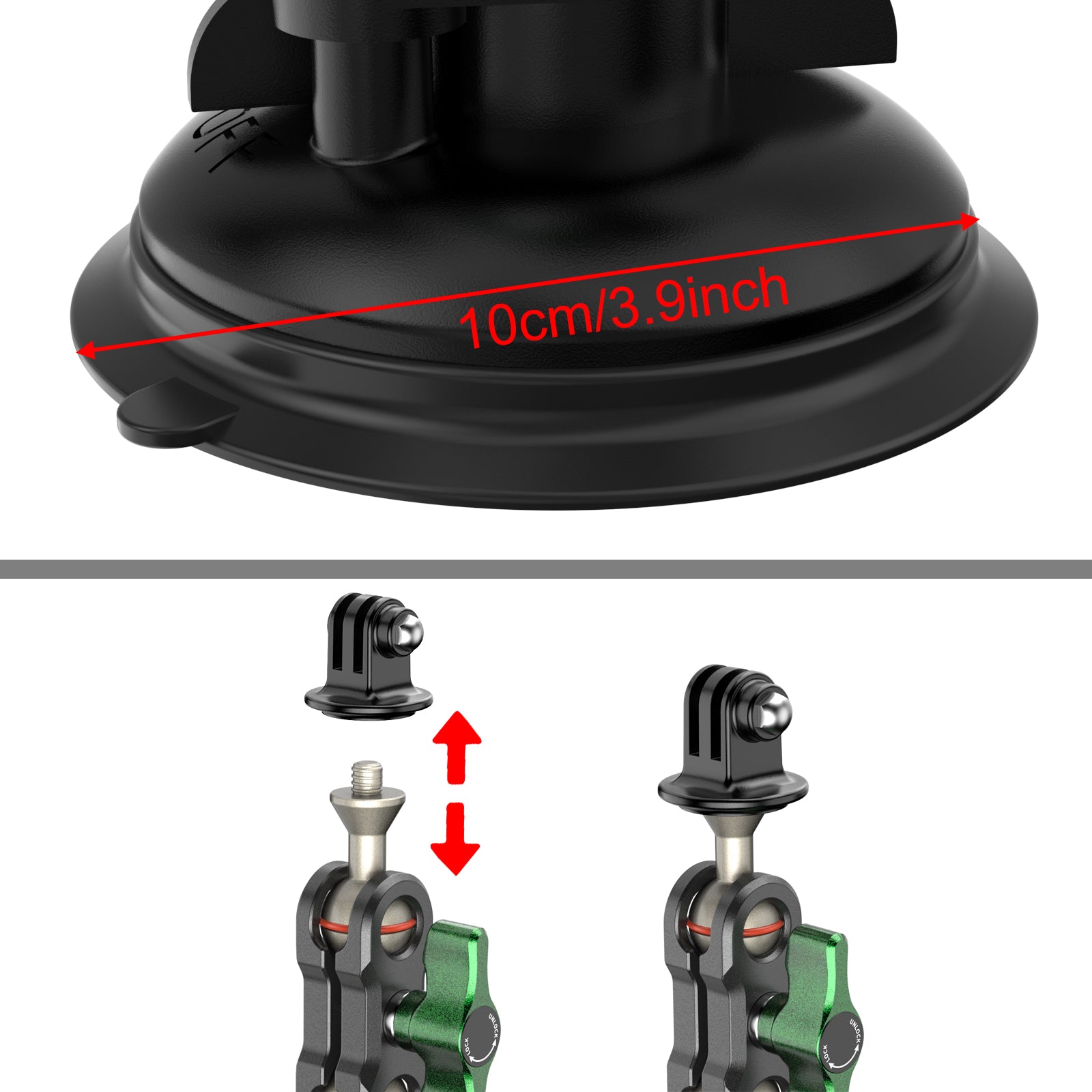 Suction Cup Car Mount with 1/4 Thread
